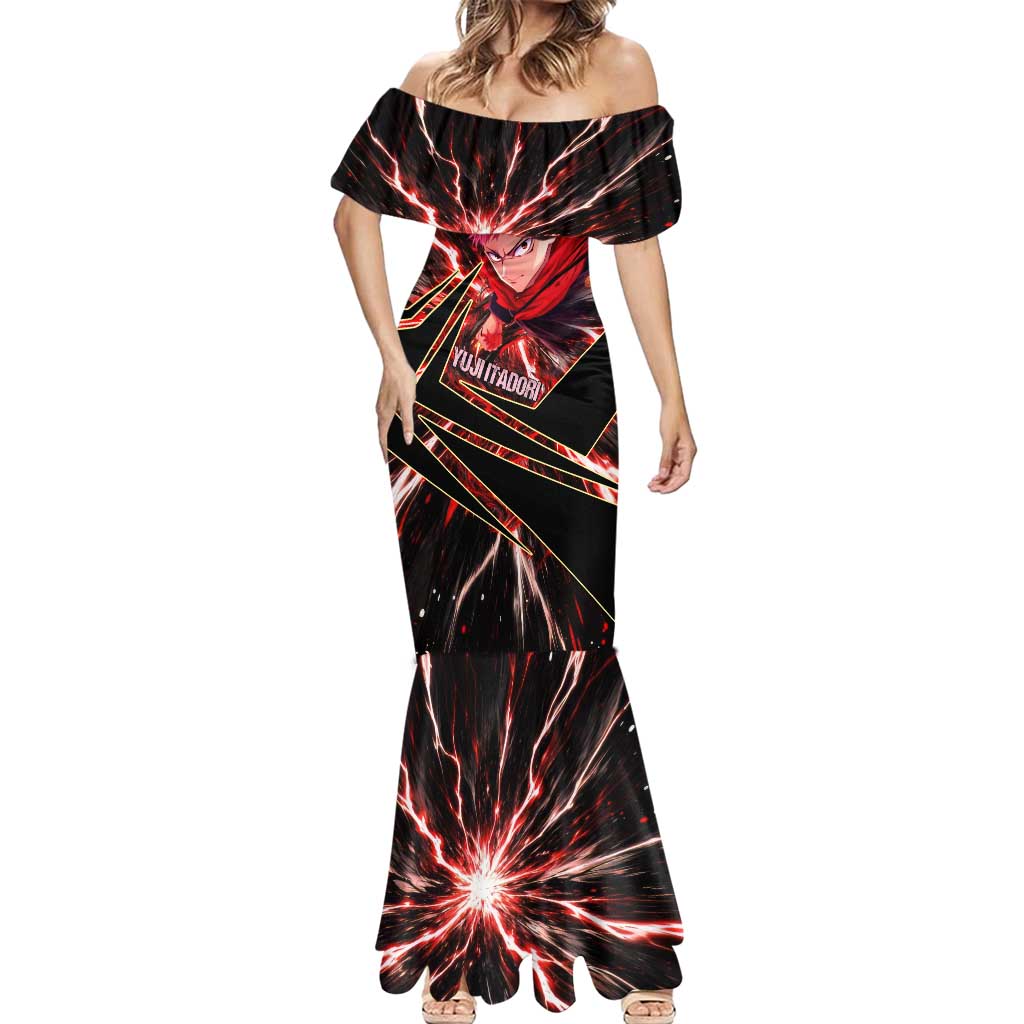 Yuji Itadori Black Flash Mermaid Dress Dynamic Cursed Energy Burst Style