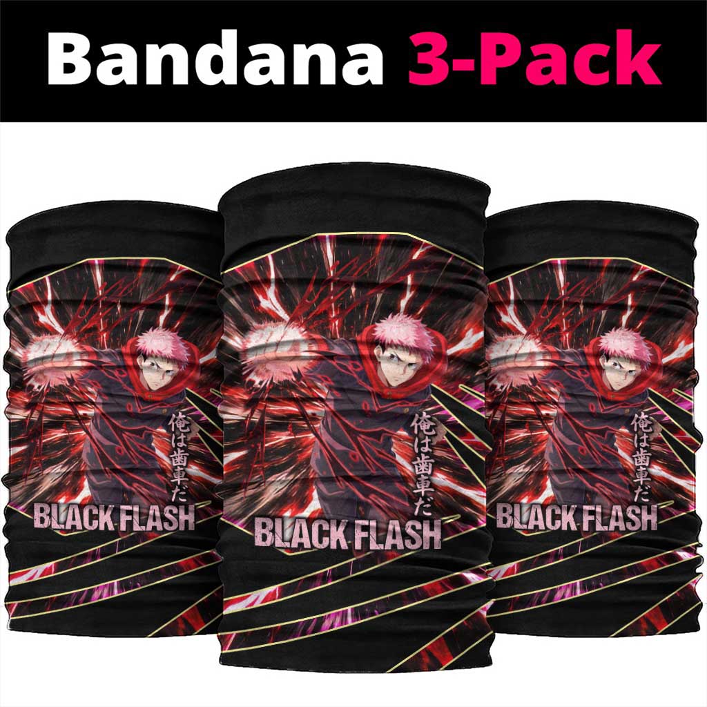 Yuji Itadori Black Flash Neck Gaiter Dynamic Cursed Energy Burst Style