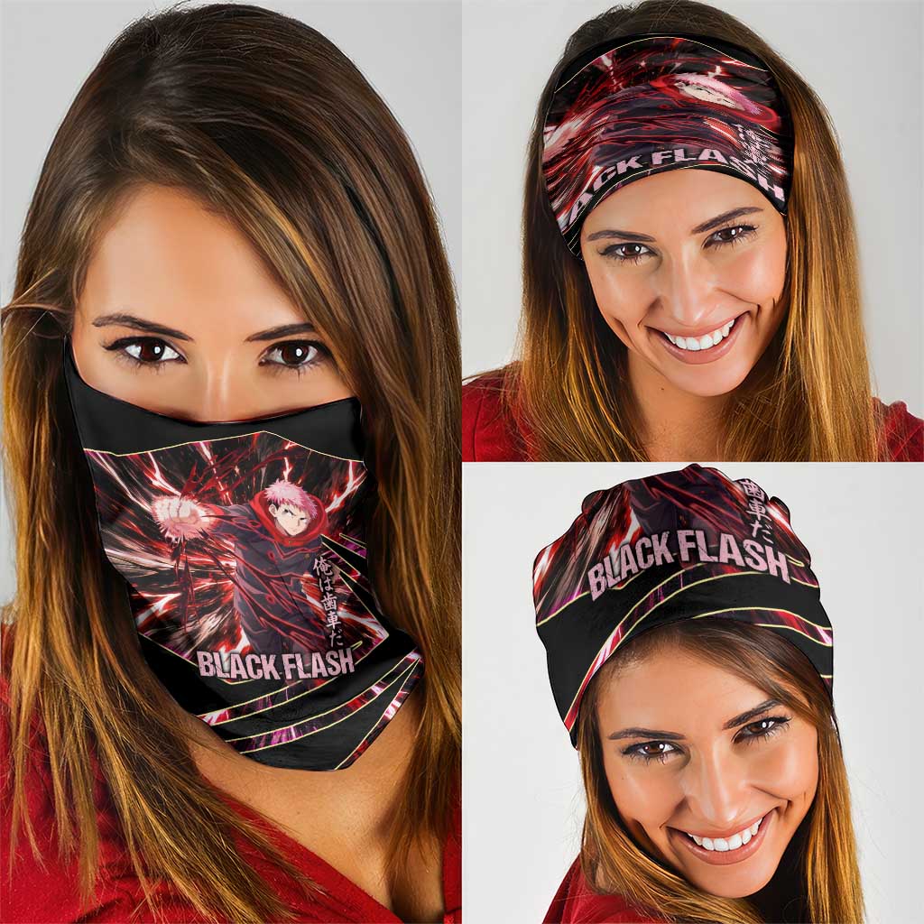 Yuji Itadori Black Flash Neck Gaiter Dynamic Cursed Energy Burst Style