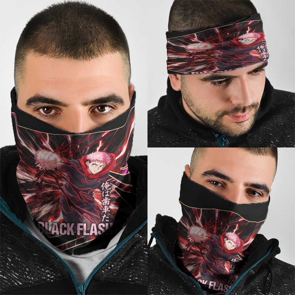 Yuji Itadori Black Flash Neck Gaiter Dynamic Cursed Energy Burst Style