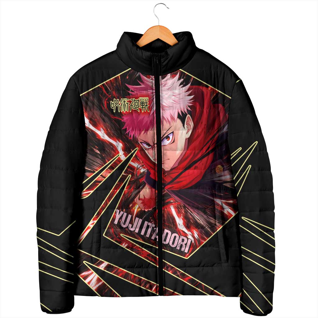 Yuji Itadori Black Flash Padded Jacket Dynamic Cursed Energy Burst Style