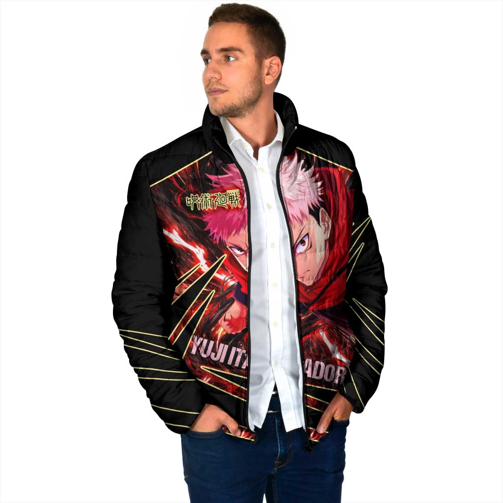 Yuji Itadori Black Flash Padded Jacket Dynamic Cursed Energy Burst Style