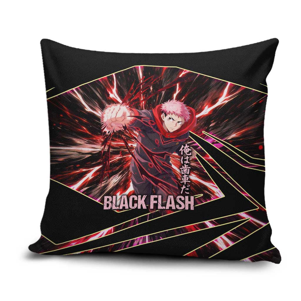 Yuji Itadori Black Flash Pillow Cover Dynamic Cursed Energy Burst Style