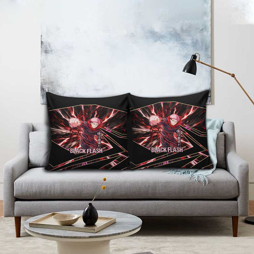 Yuji Itadori Black Flash Pillow Cover Dynamic Cursed Energy Burst Style