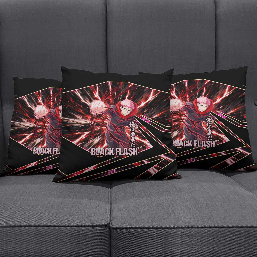 Yuji Itadori Black Flash Pillow Cover Dynamic Cursed Energy Burst Style