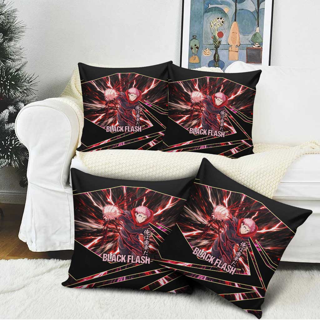 Yuji Itadori Black Flash Pillow Cover Dynamic Cursed Energy Burst Style
