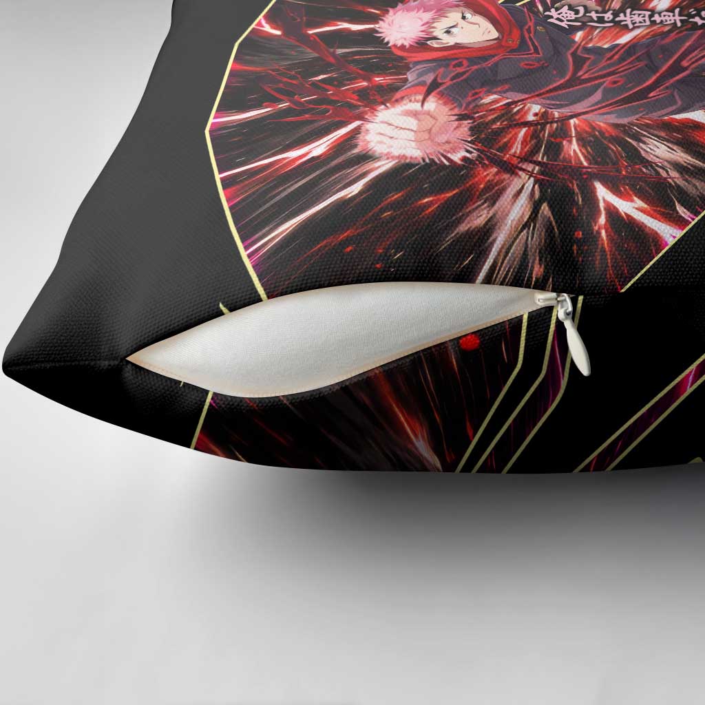 Yuji Itadori Black Flash Pillow Cover Dynamic Cursed Energy Burst Style