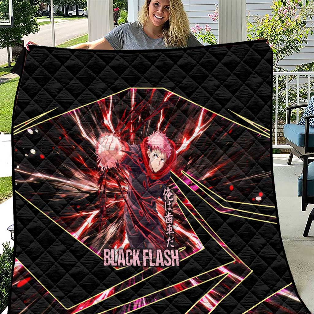 Yuji Itadori Black Flash Quilt Dynamic Cursed Energy Burst Style