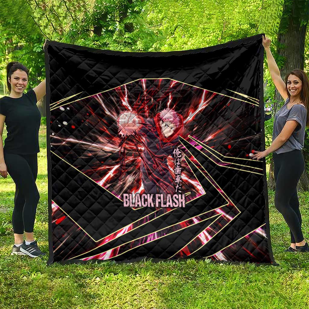 Yuji Itadori Black Flash Quilt Dynamic Cursed Energy Burst Style