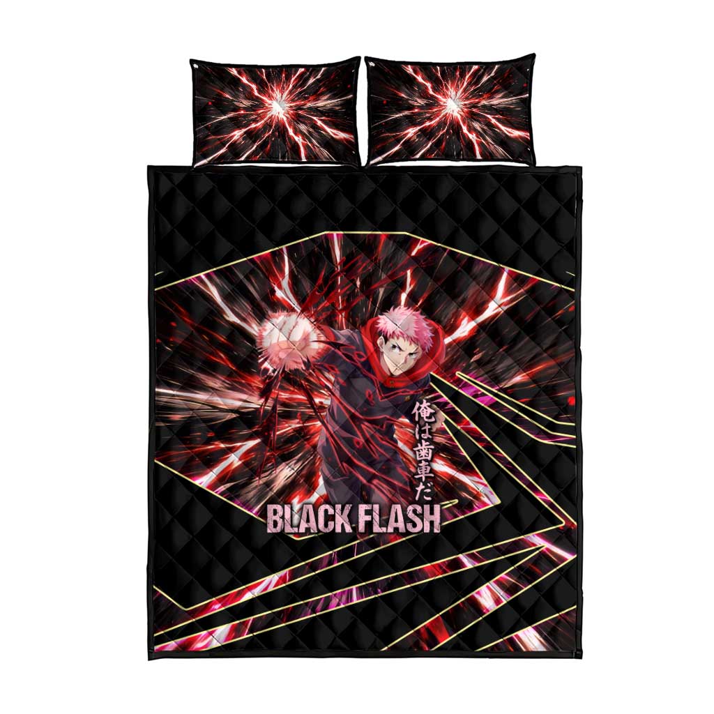 Yuji Itadori Black Flash Quilt Bed Set Dynamic Cursed Energy Burst Style