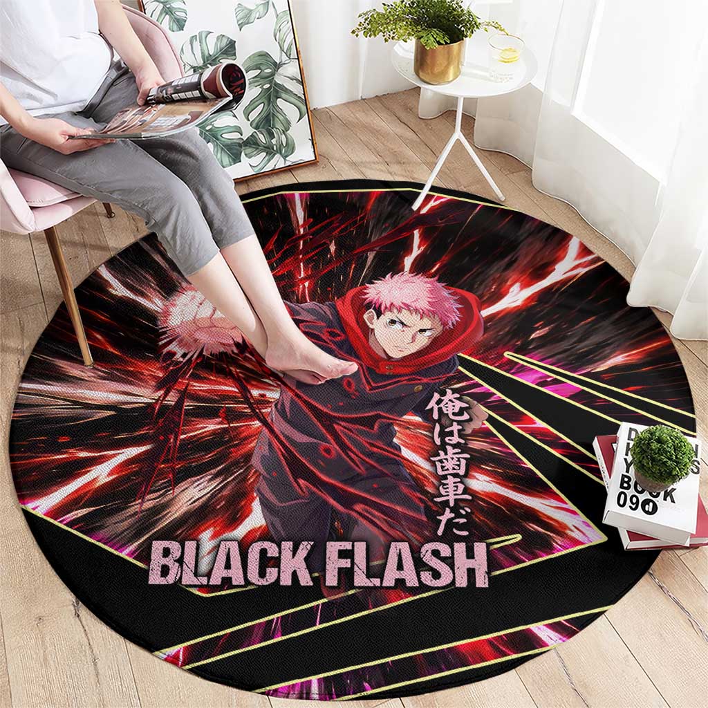 Yuji Itadori Black Flash Round Carpet Dynamic Cursed Energy Burst Style