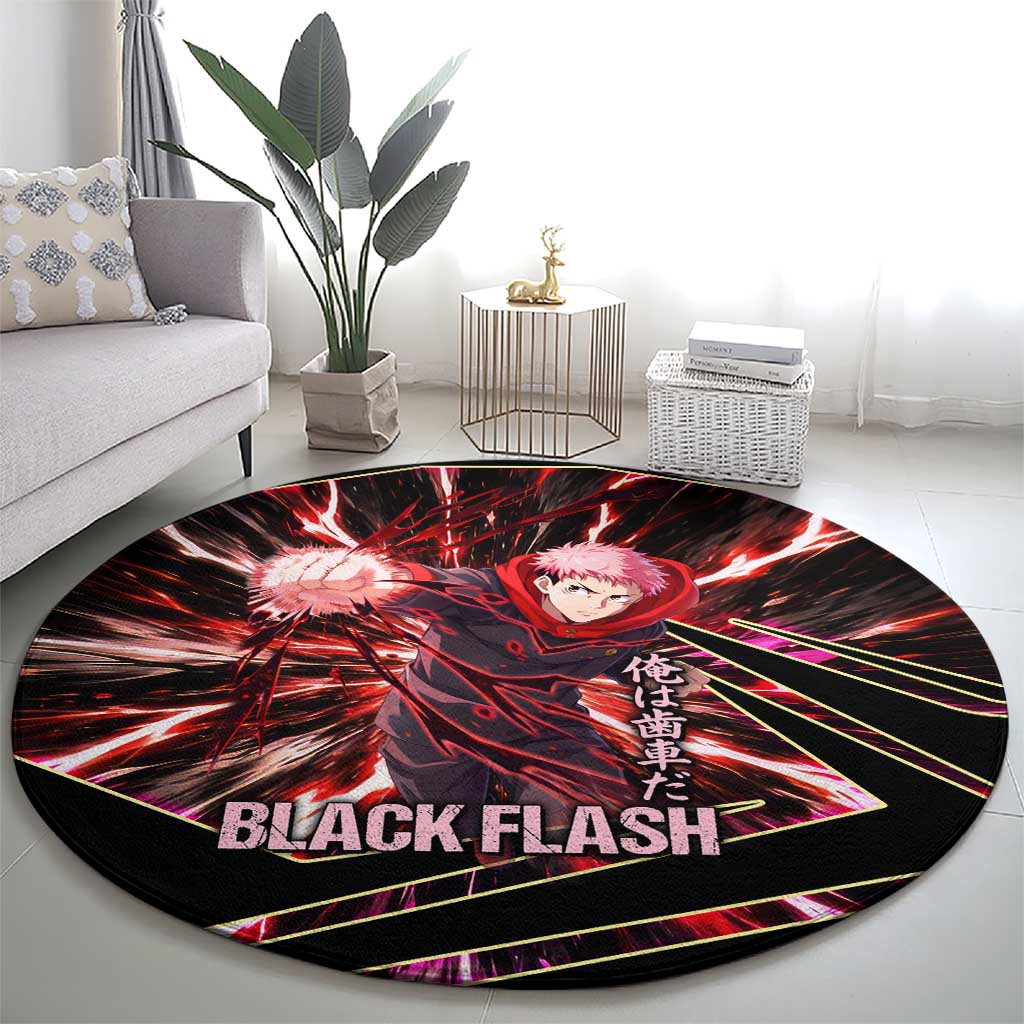 Yuji Itadori Black Flash Round Carpet Dynamic Cursed Energy Burst Style