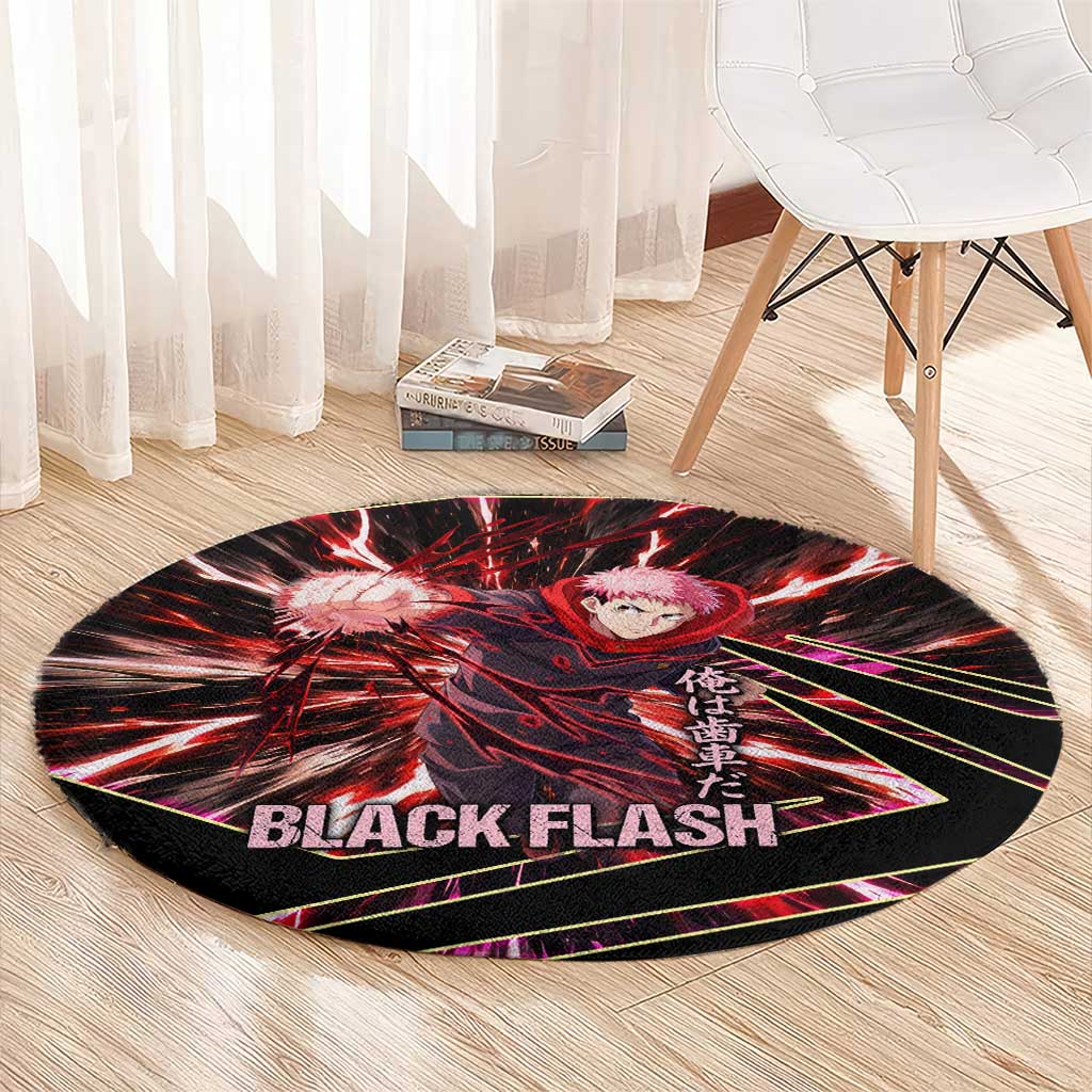 Yuji Itadori Black Flash Round Carpet Dynamic Cursed Energy Burst Style