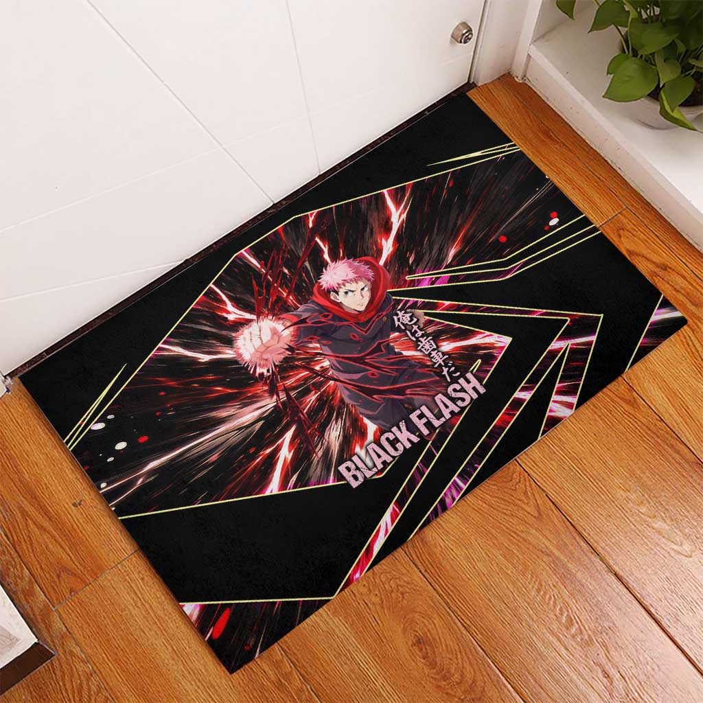 Yuji Itadori Black Flash Rubber Doormat Dynamic Cursed Energy Burst Style