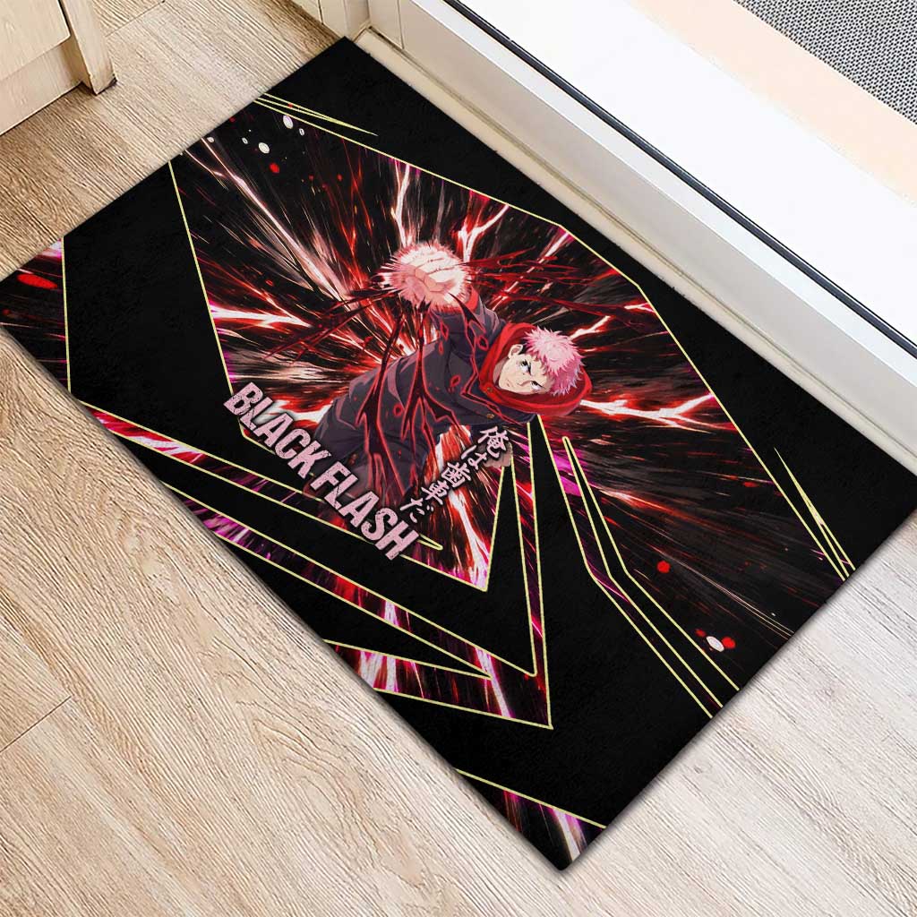 Yuji Itadori Black Flash Rubber Doormat Dynamic Cursed Energy Burst Style