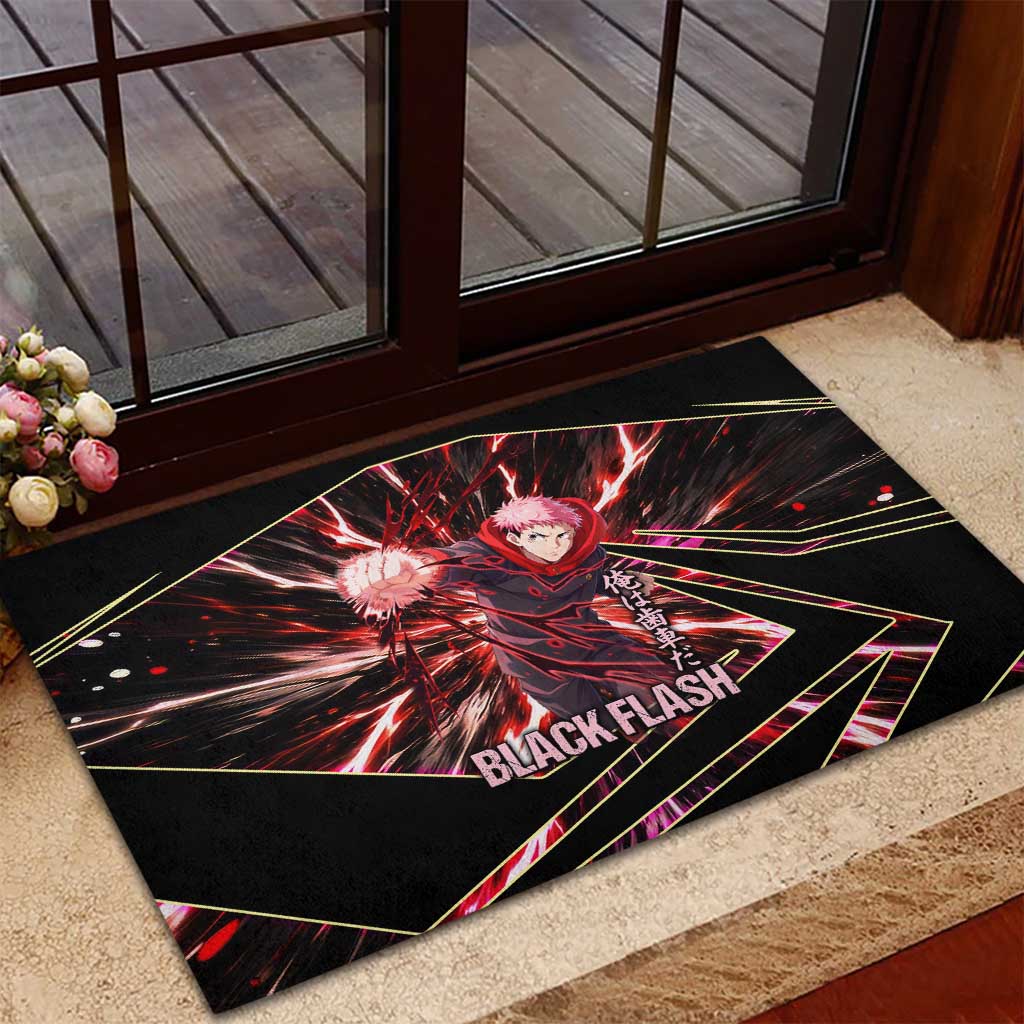 Yuji Itadori Black Flash Rubber Doormat Dynamic Cursed Energy Burst Style
