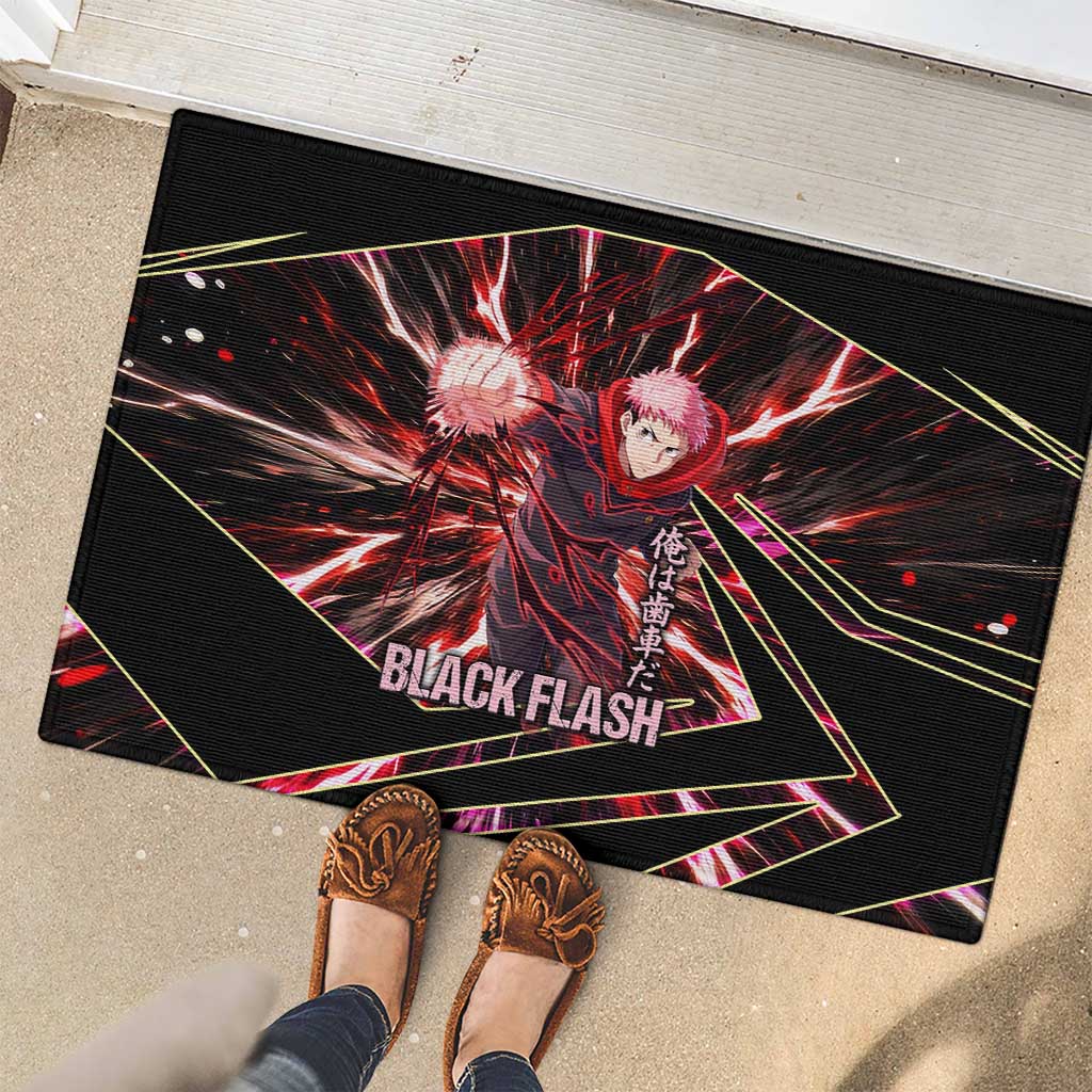 Yuji Itadori Black Flash Rubber Doormat Dynamic Cursed Energy Burst Style