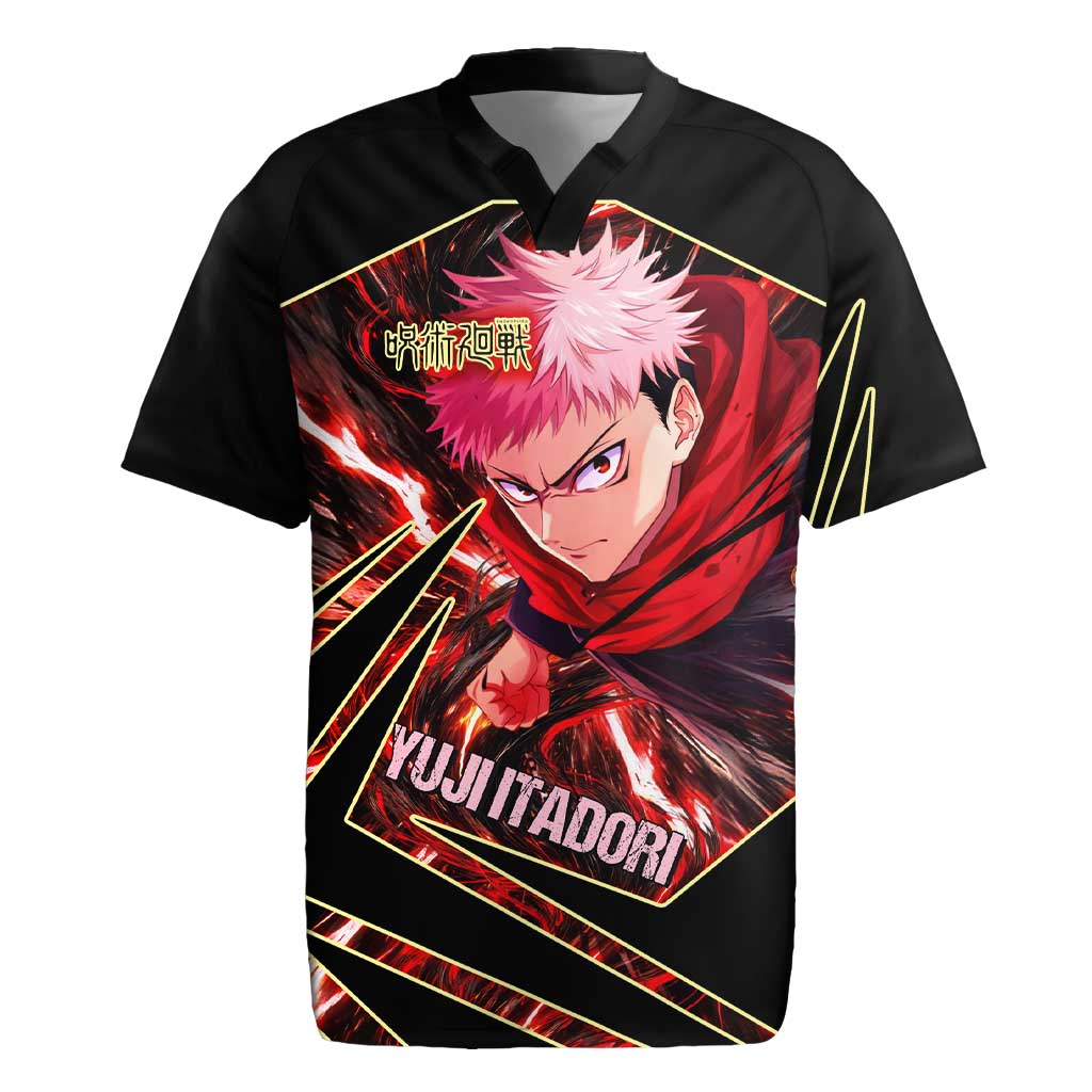 Yuji Itadori Black Flash Rugby Jersey Dynamic Cursed Energy Burst Style