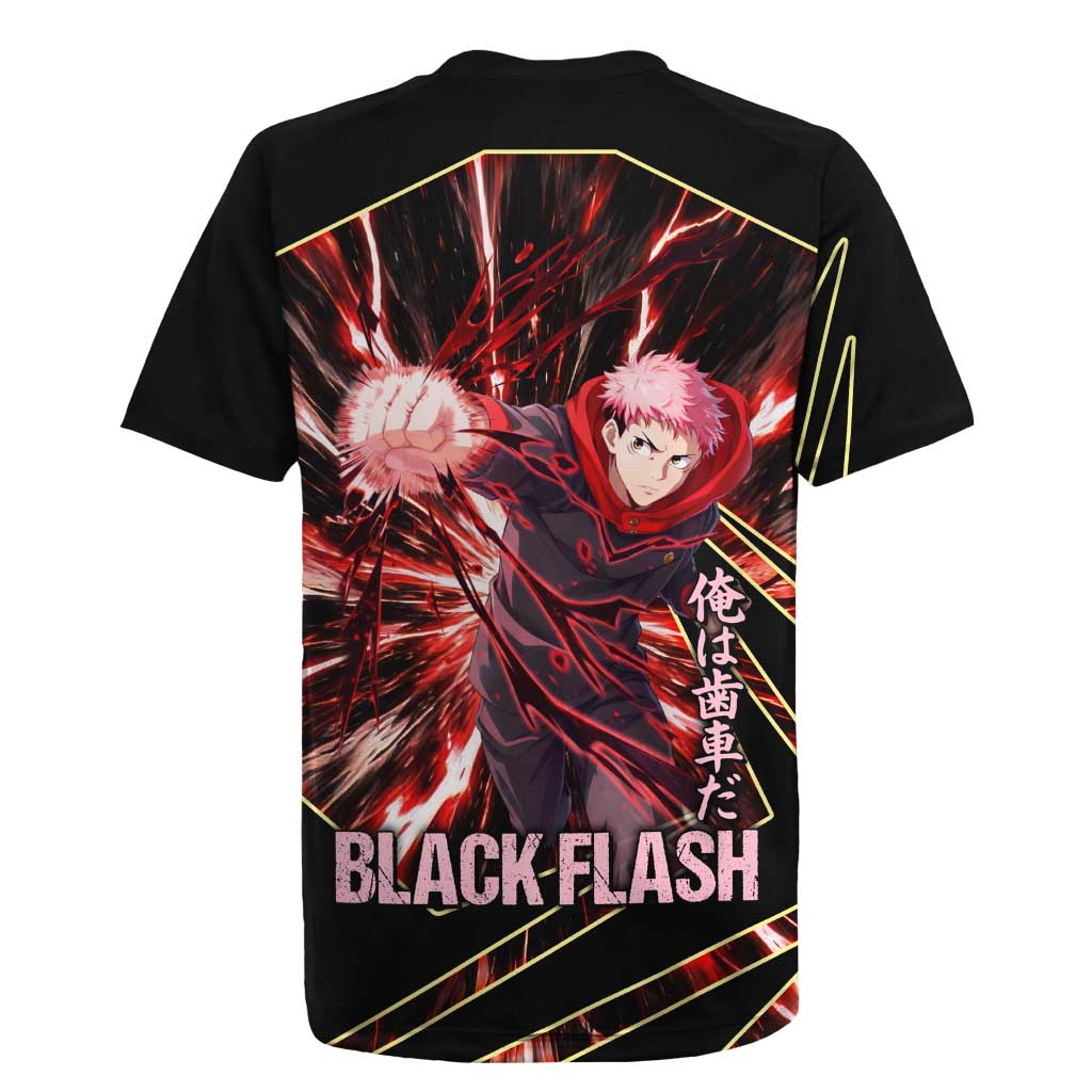 Yuji Itadori Black Flash Rugby Jersey Dynamic Cursed Energy Burst Style