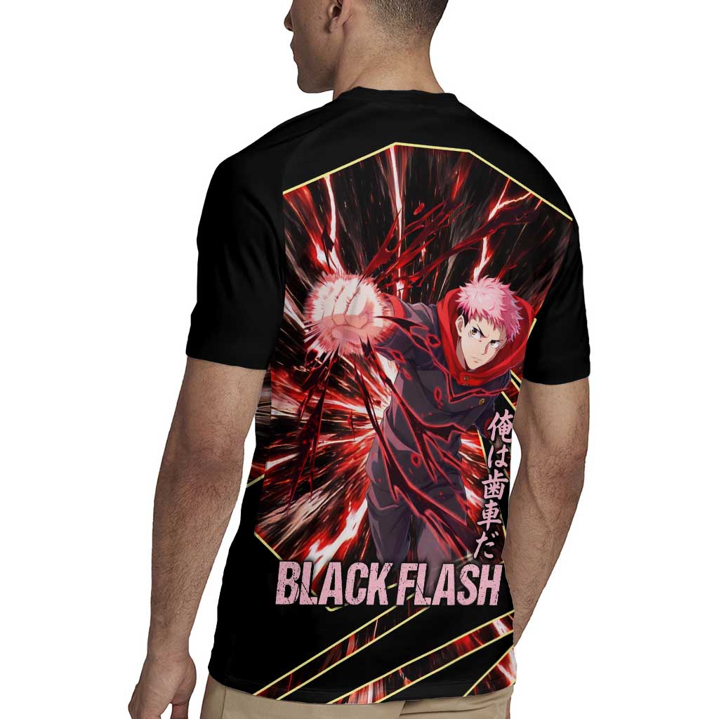 Yuji Itadori Black Flash Rugby Jersey Dynamic Cursed Energy Burst Style