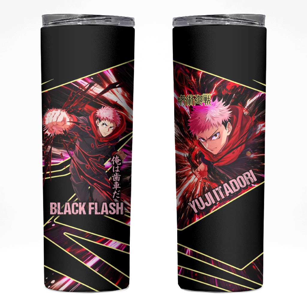 Yuji Itadori Black Flash Skinny Tumbler Dynamic Cursed Energy Burst Style