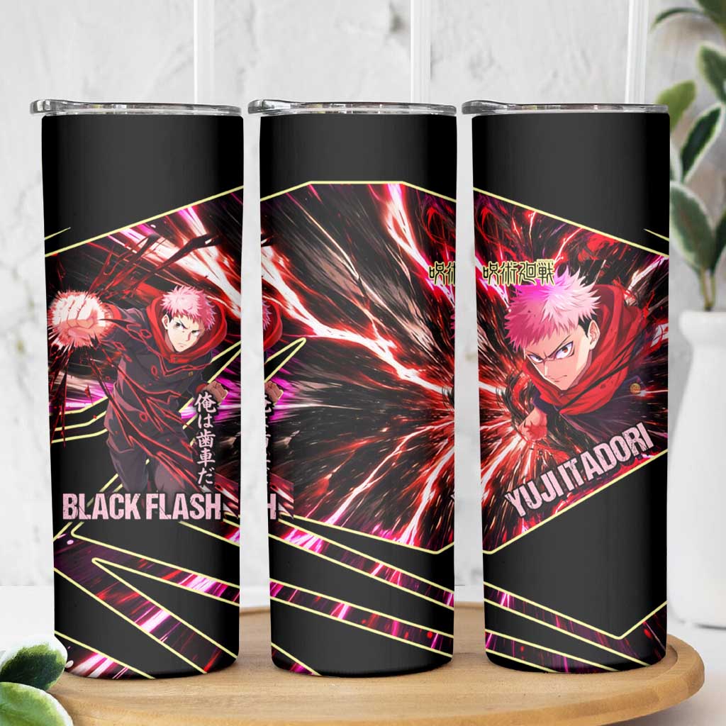 Yuji Itadori Black Flash Skinny Tumbler Dynamic Cursed Energy Burst Style