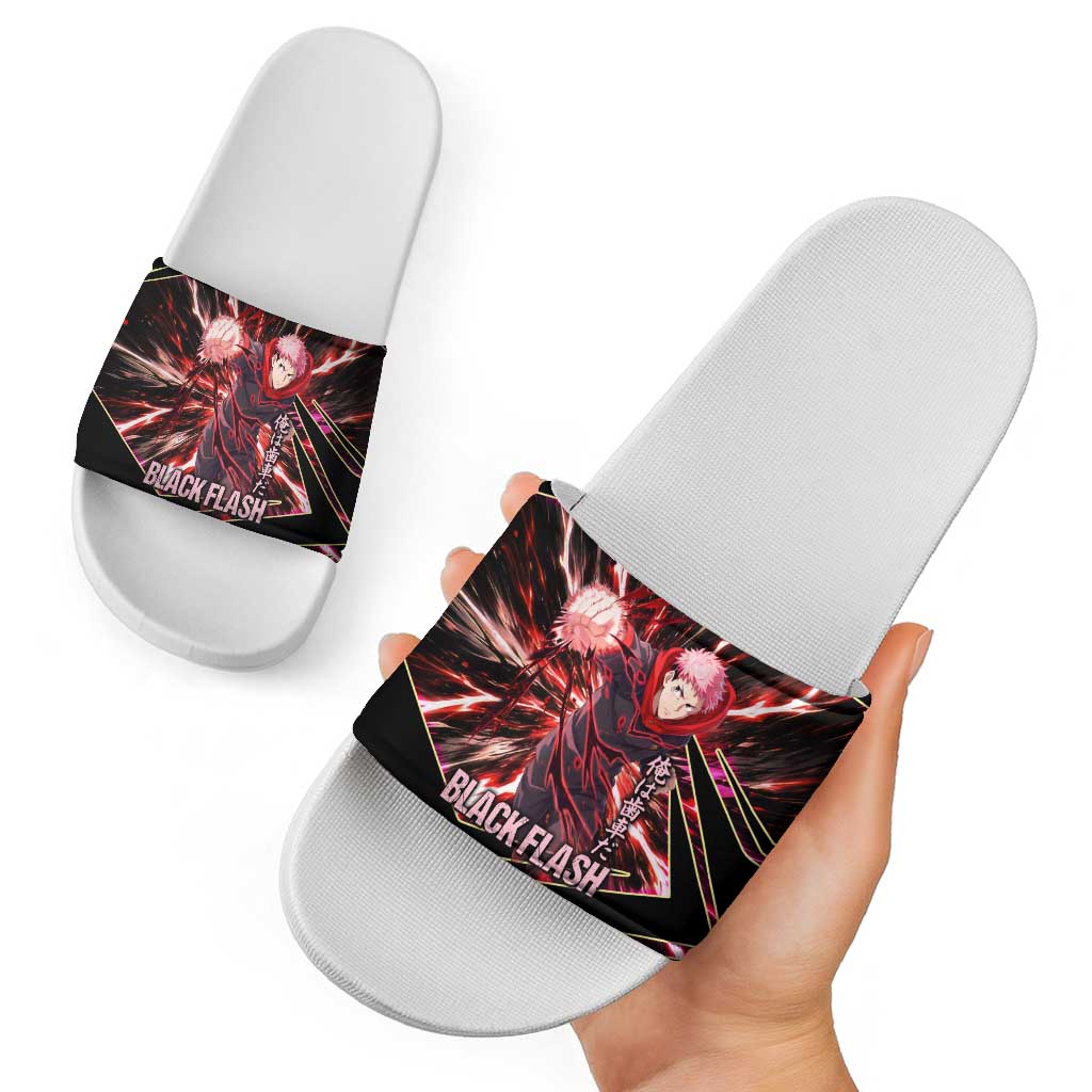 Yuji Itadori Black Flash Slide Sandals Dynamic Cursed Energy Burst Style
