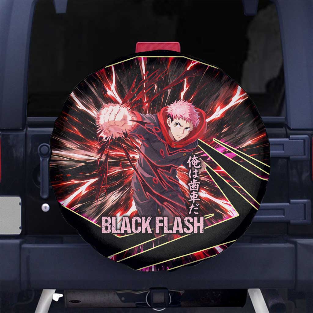 Yuji Itadori Black Flash Spare Tire Cover Dynamic Cursed Energy Burst Style