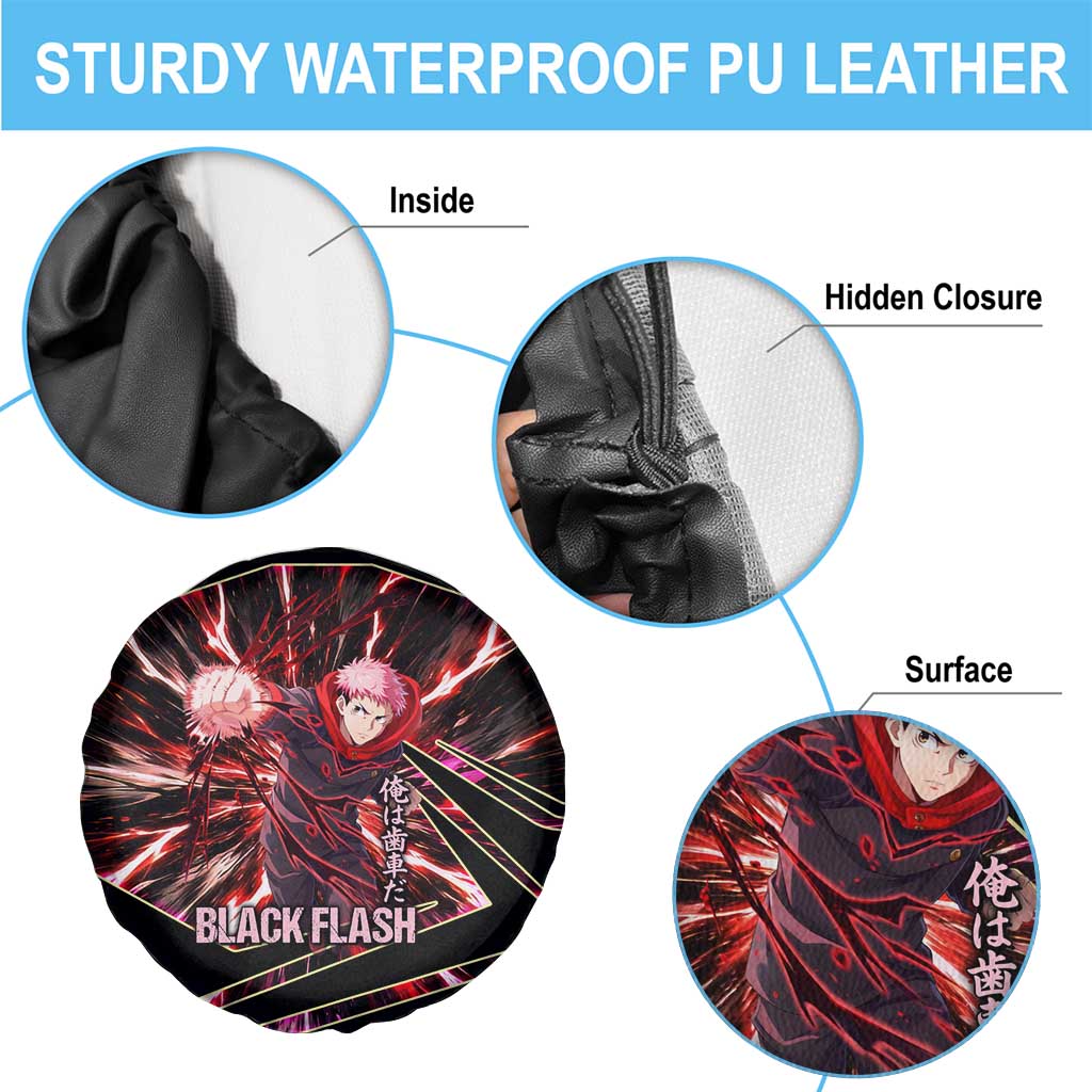 Yuji Itadori Black Flash Spare Tire Cover Dynamic Cursed Energy Burst Style