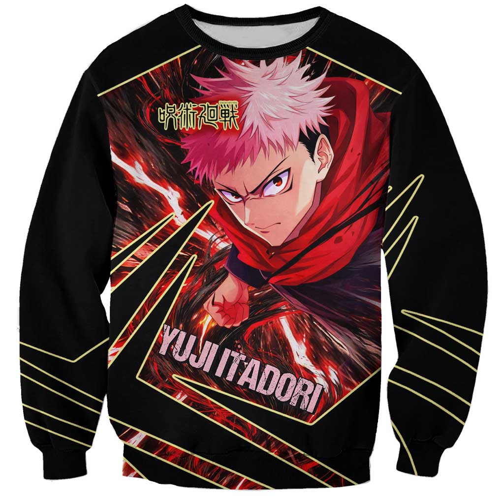 Yuji Itadori Black Flash Sweatshirt Dynamic Cursed Energy Burst Style