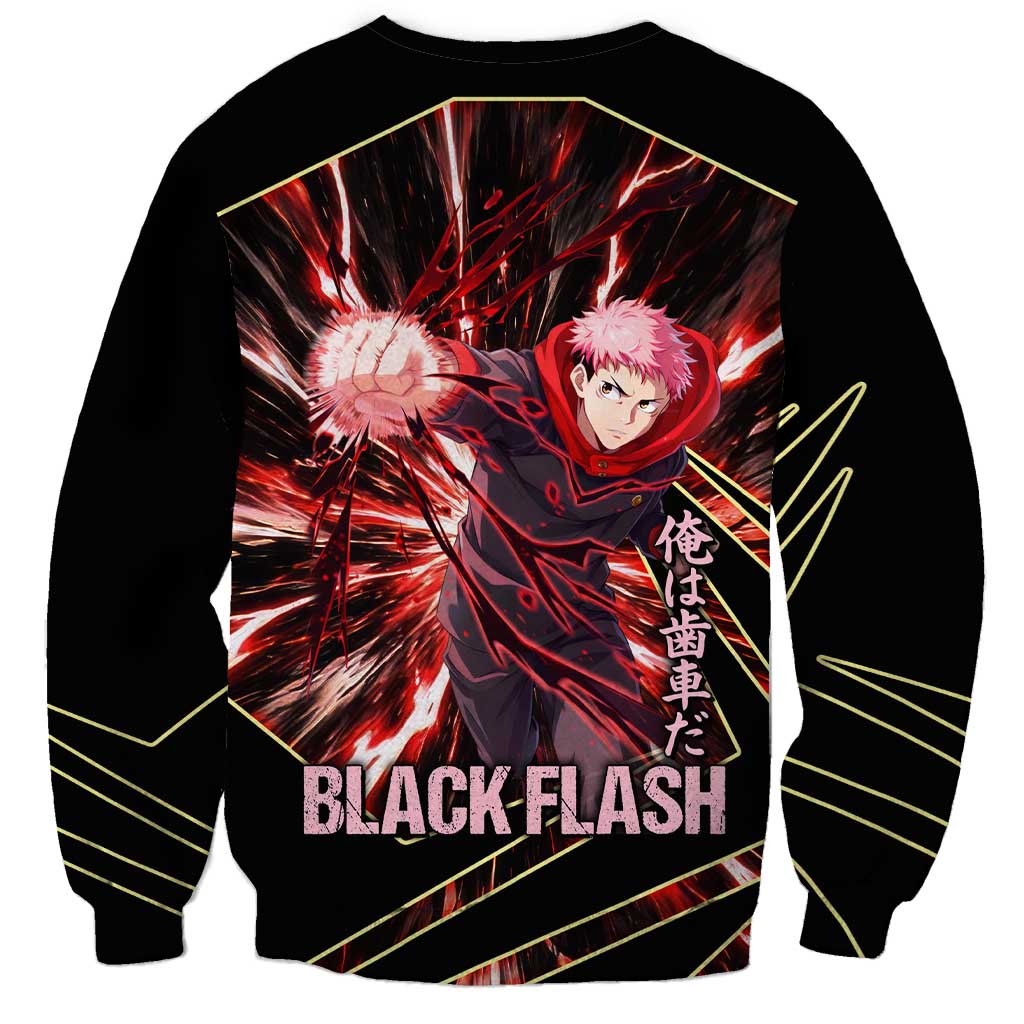 Yuji Itadori Black Flash Sweatshirt Dynamic Cursed Energy Burst Style