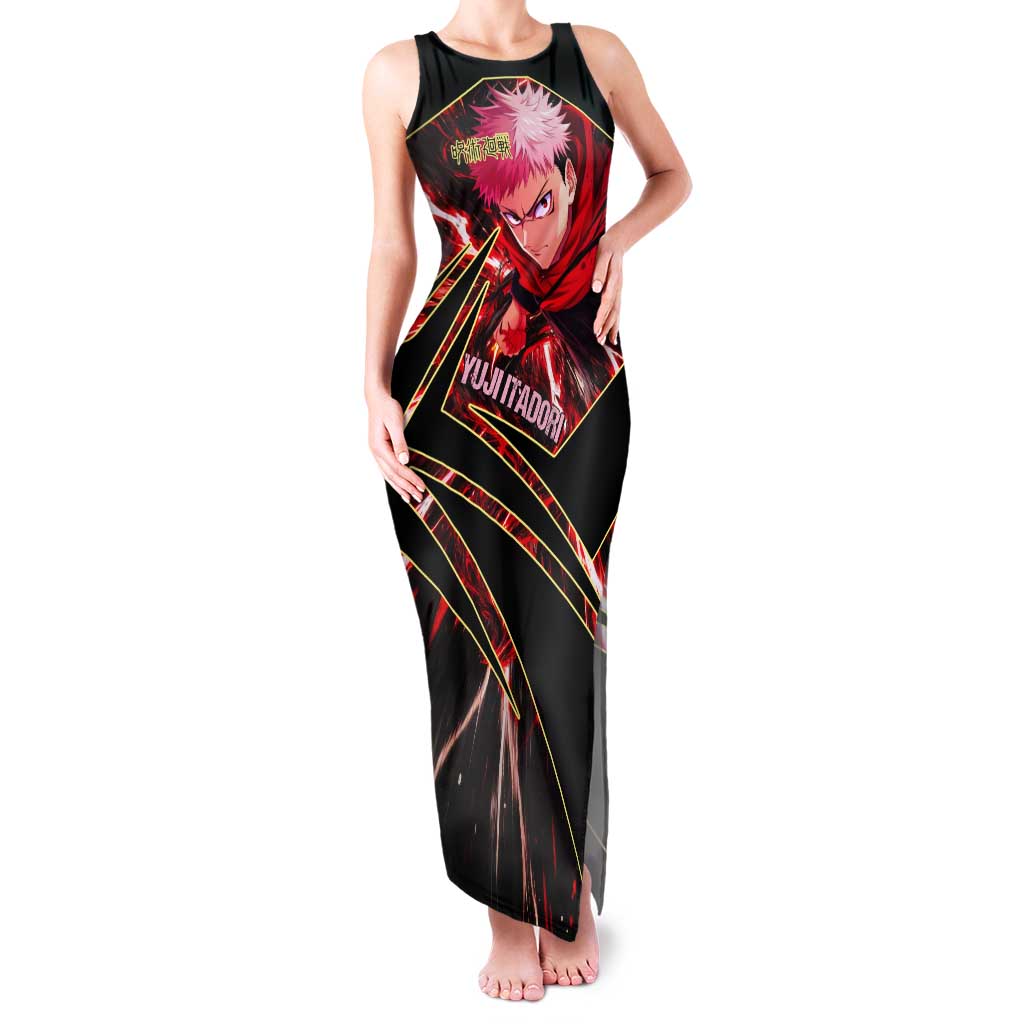 Yuji Itadori Black Flash Tank Maxi Dress Dynamic Cursed Energy Burst Style