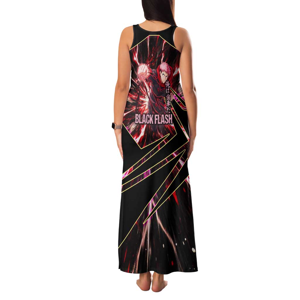 Yuji Itadori Black Flash Tank Maxi Dress Dynamic Cursed Energy Burst Style