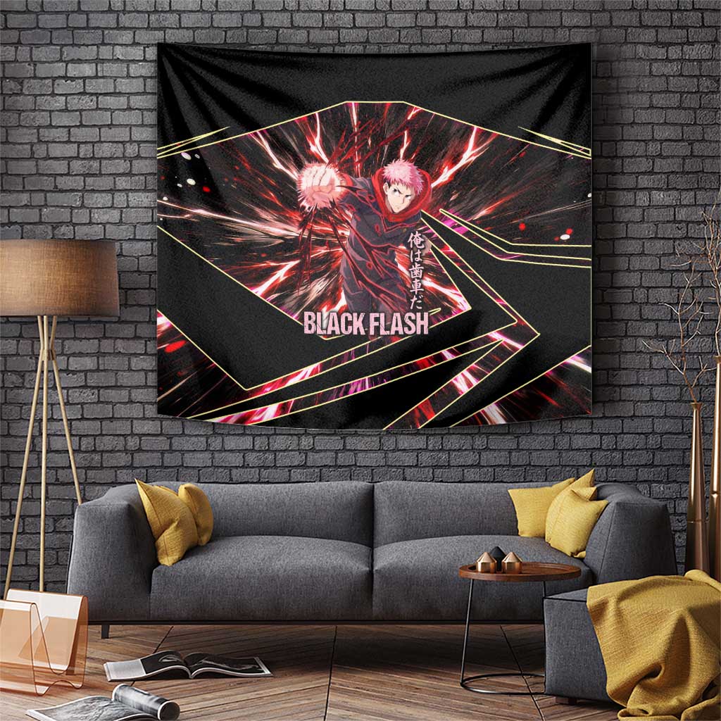 Yuji Itadori Black Flash Tapestry Dynamic Cursed Energy Burst Style