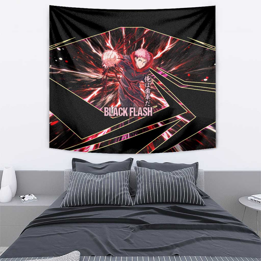 Yuji Itadori Black Flash Tapestry Dynamic Cursed Energy Burst Style