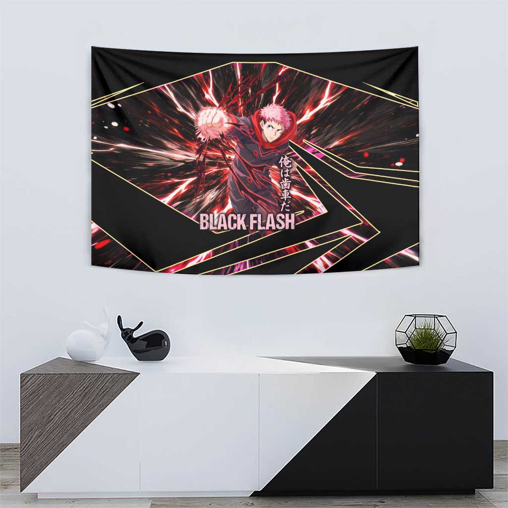 Yuji Itadori Black Flash Tapestry Dynamic Cursed Energy Burst Style