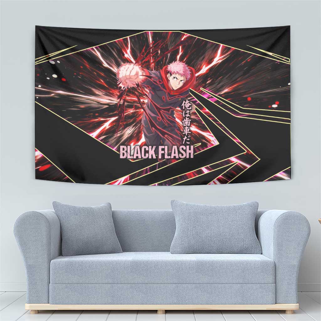 Yuji Itadori Black Flash Tapestry Dynamic Cursed Energy Burst Style