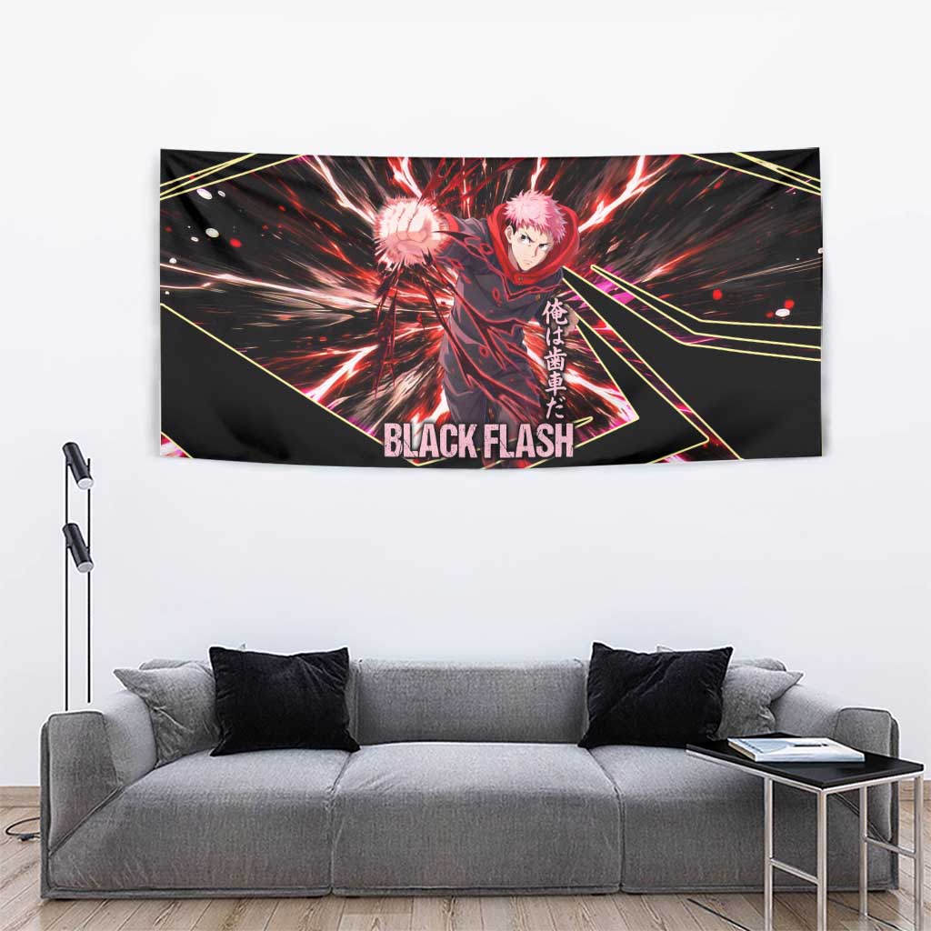 Yuji Itadori Black Flash Tapestry Dynamic Cursed Energy Burst Style