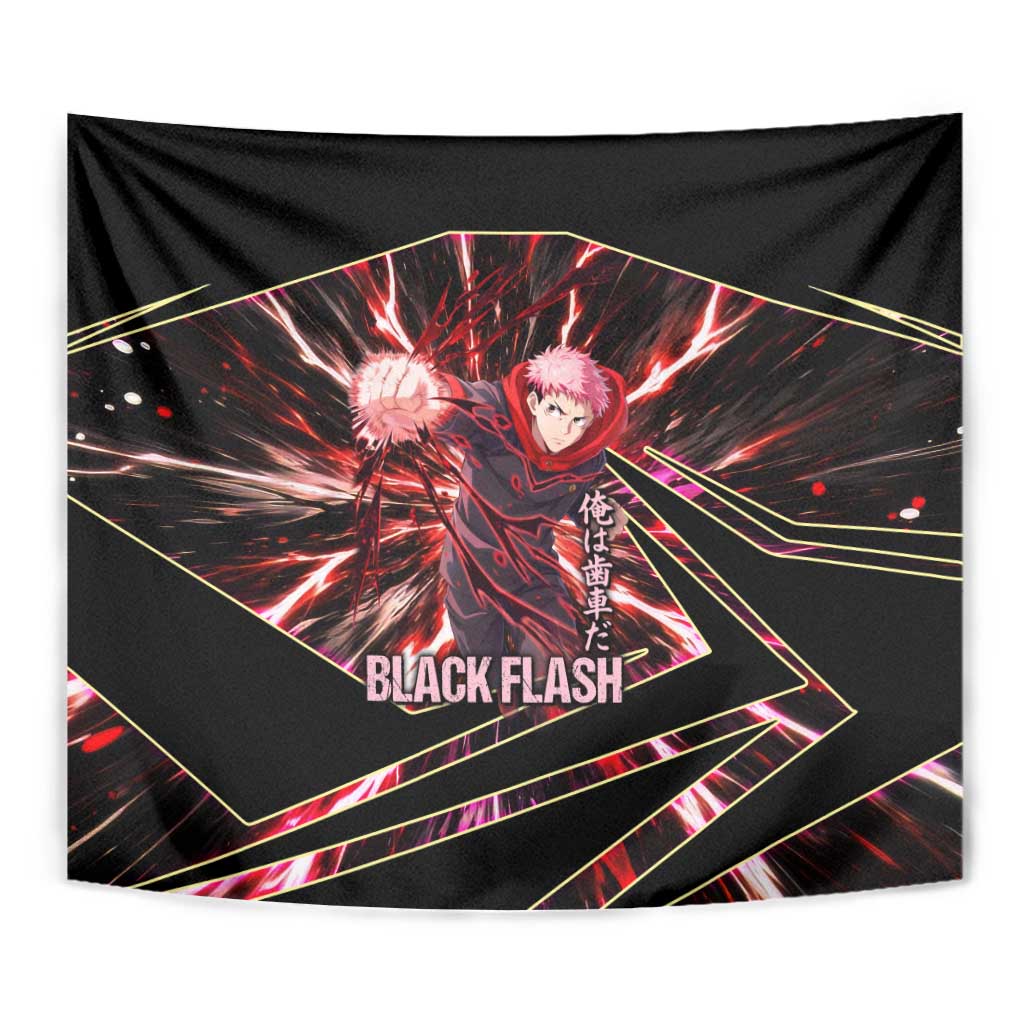 Yuji Itadori Black Flash Tapestry Dynamic Cursed Energy Burst Style