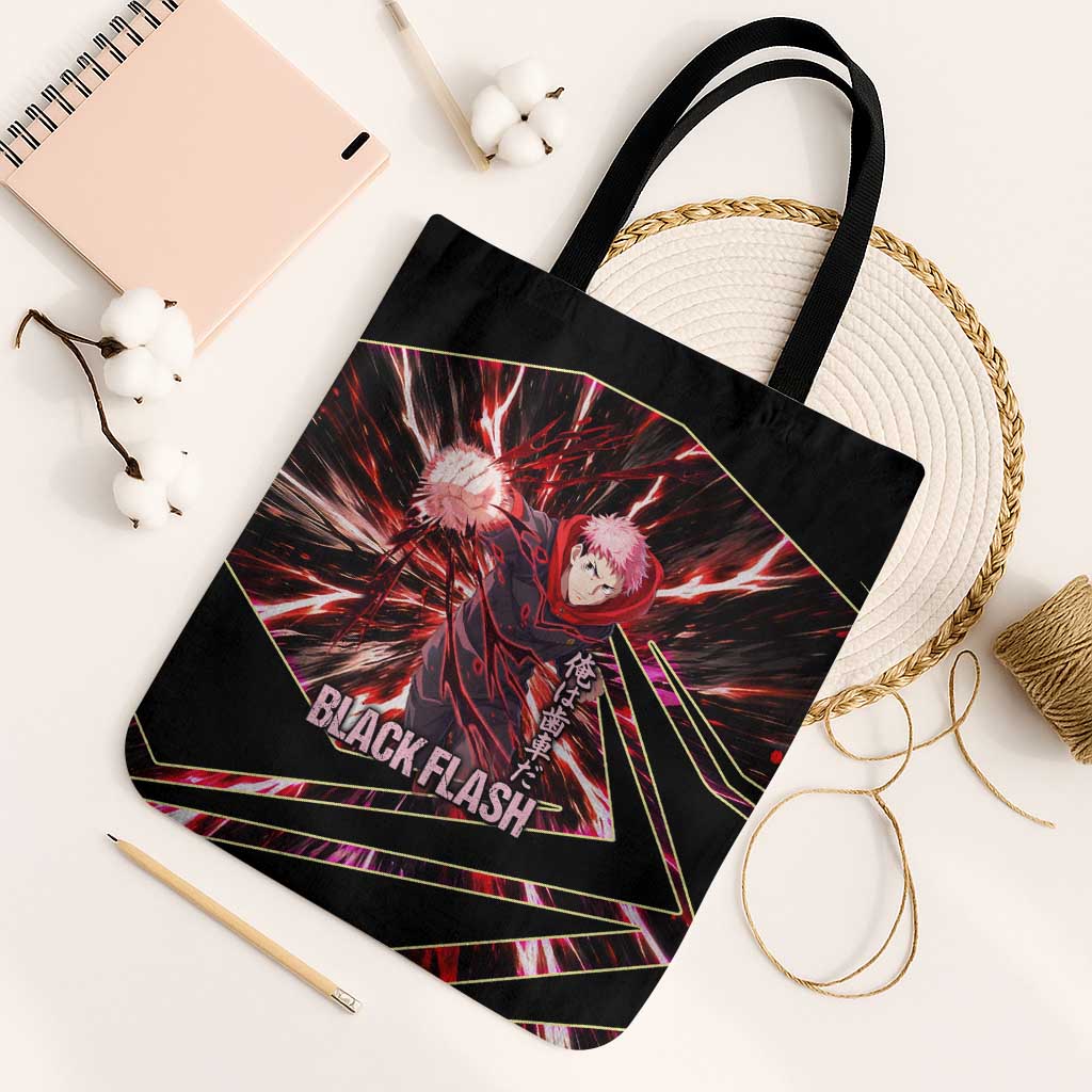 Yuji Itadori Black Flash Tote Bag Dynamic Cursed Energy Burst Style