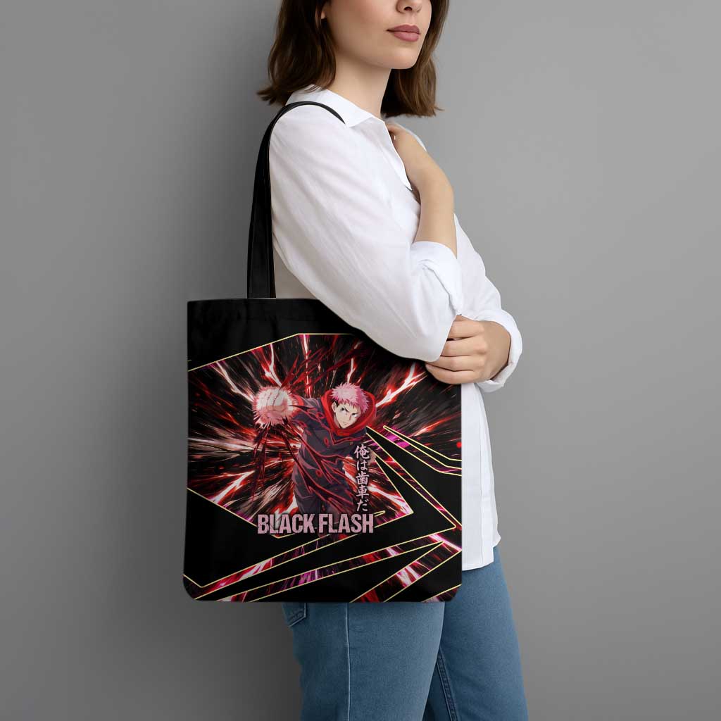 Yuji Itadori Black Flash Tote Bag Dynamic Cursed Energy Burst Style