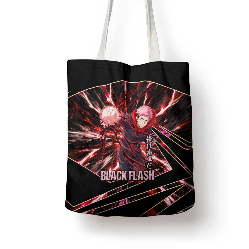 Yuji Itadori Black Flash Tote Bag Dynamic Cursed Energy Burst Style