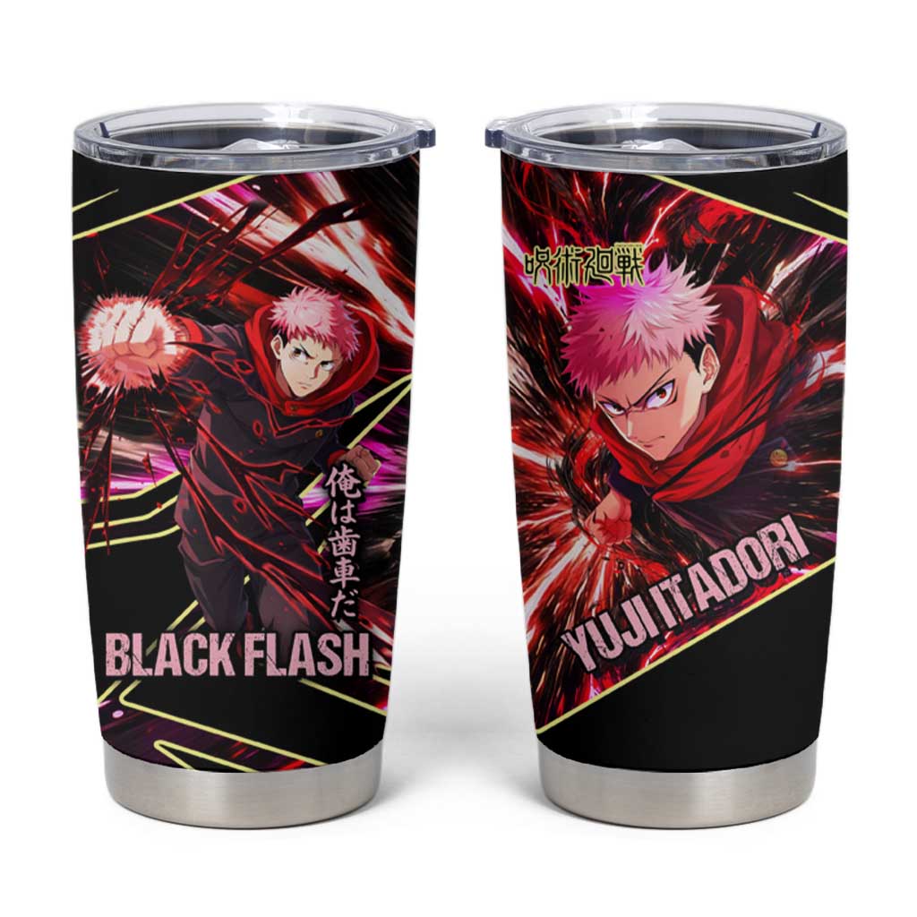 Yuji Itadori Black Flash Tumbler Cup Dynamic Cursed Energy Burst Style