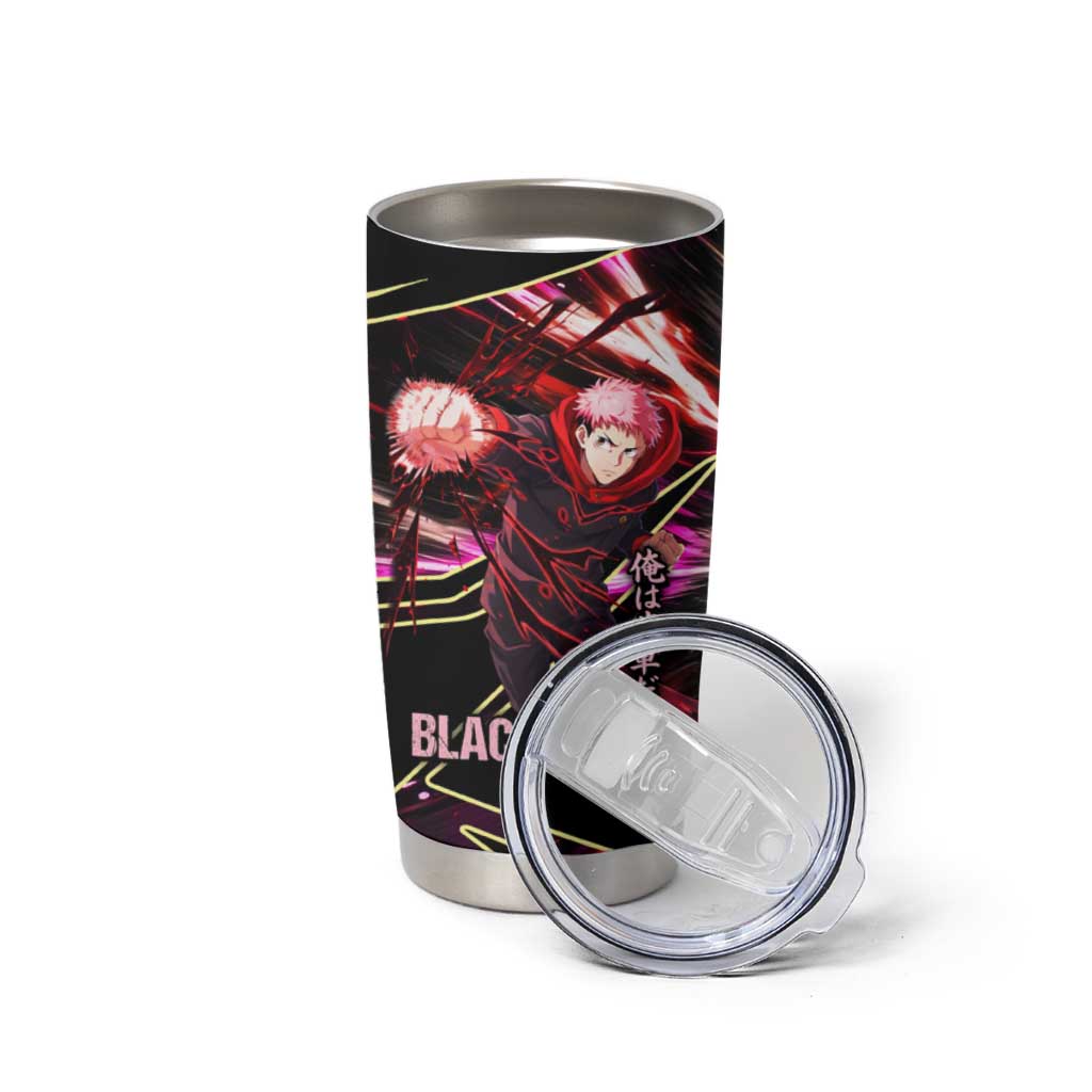 Yuji Itadori Black Flash Tumbler Cup Dynamic Cursed Energy Burst Style