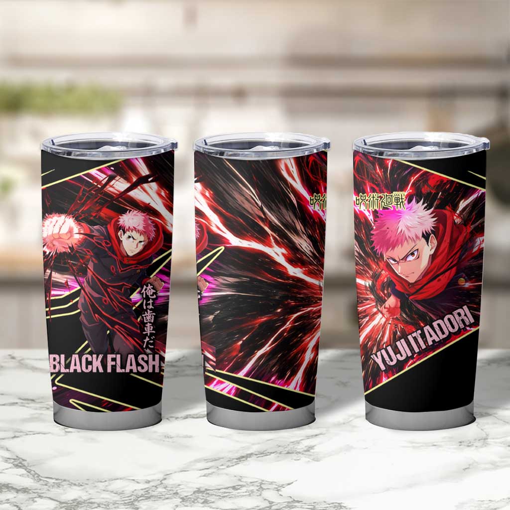 Yuji Itadori Black Flash Tumbler Cup Dynamic Cursed Energy Burst Style