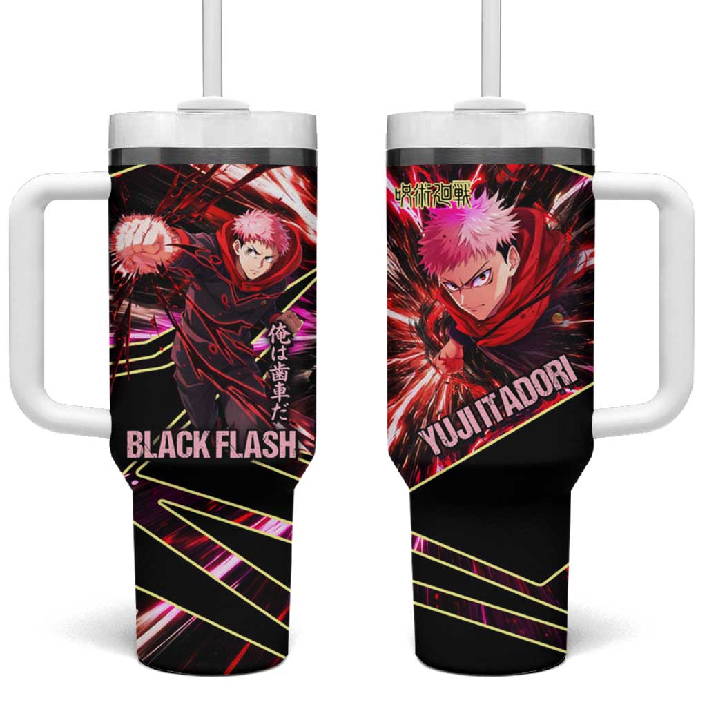 Yuji Itadori Black Flash Tumbler With Handle Dynamic Cursed Energy Burst Style