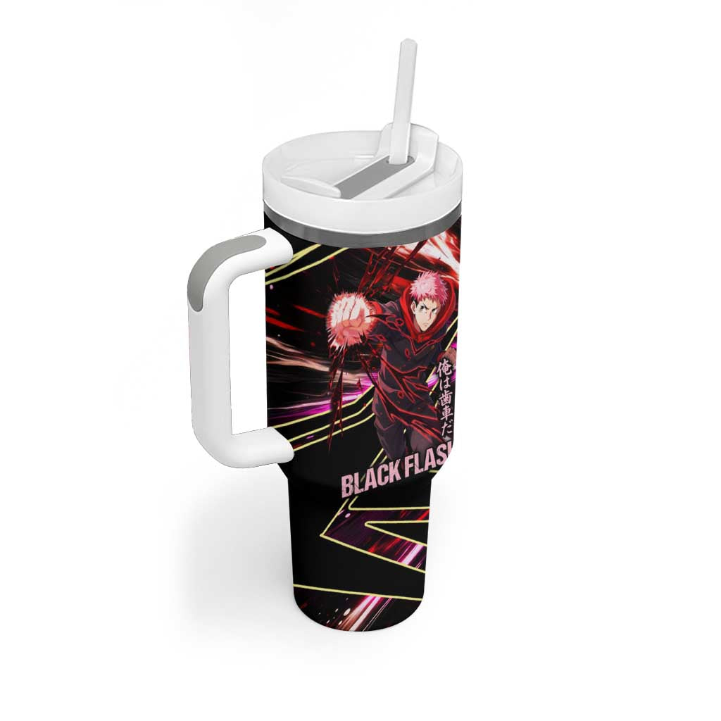 Yuji Itadori Black Flash Tumbler With Handle Dynamic Cursed Energy Burst Style