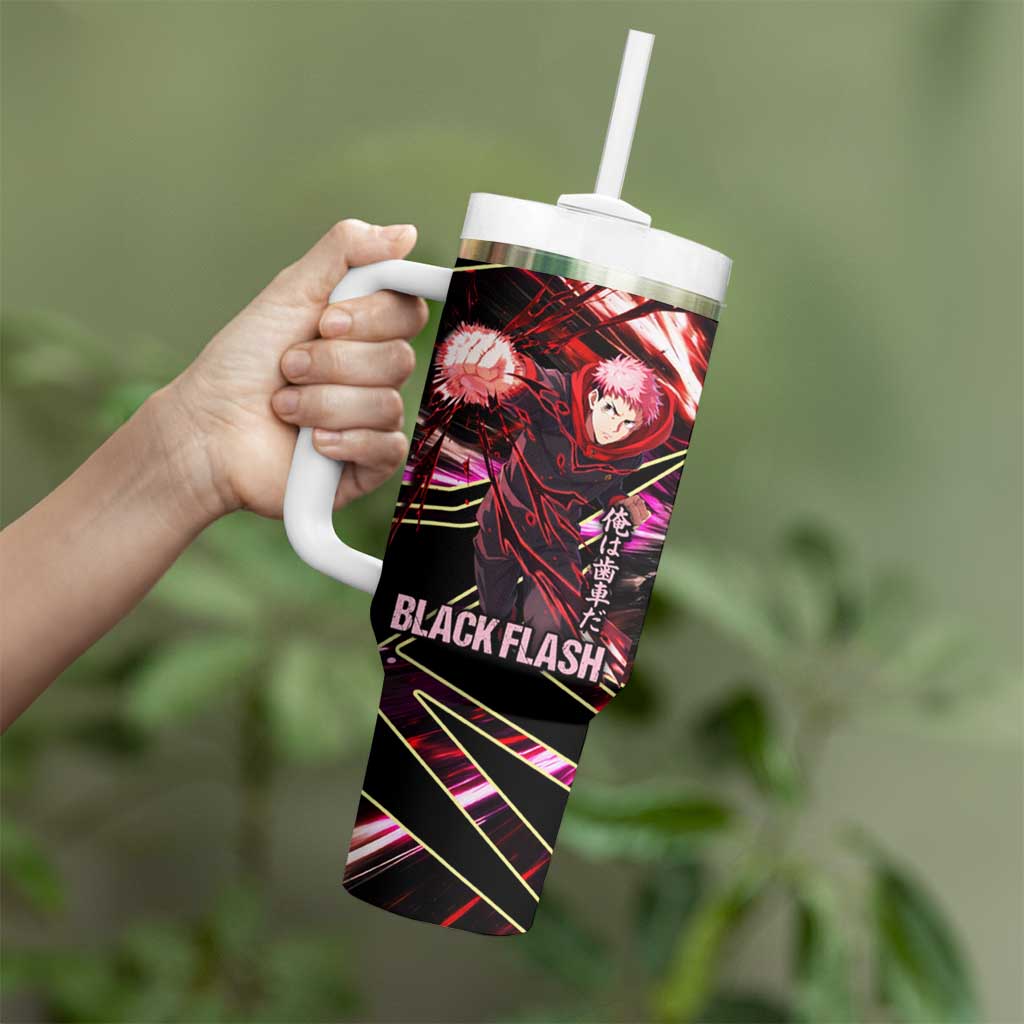 Yuji Itadori Black Flash Tumbler With Handle Dynamic Cursed Energy Burst Style