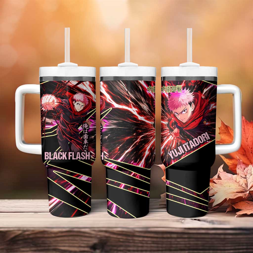 Yuji Itadori Black Flash Tumbler With Handle Dynamic Cursed Energy Burst Style