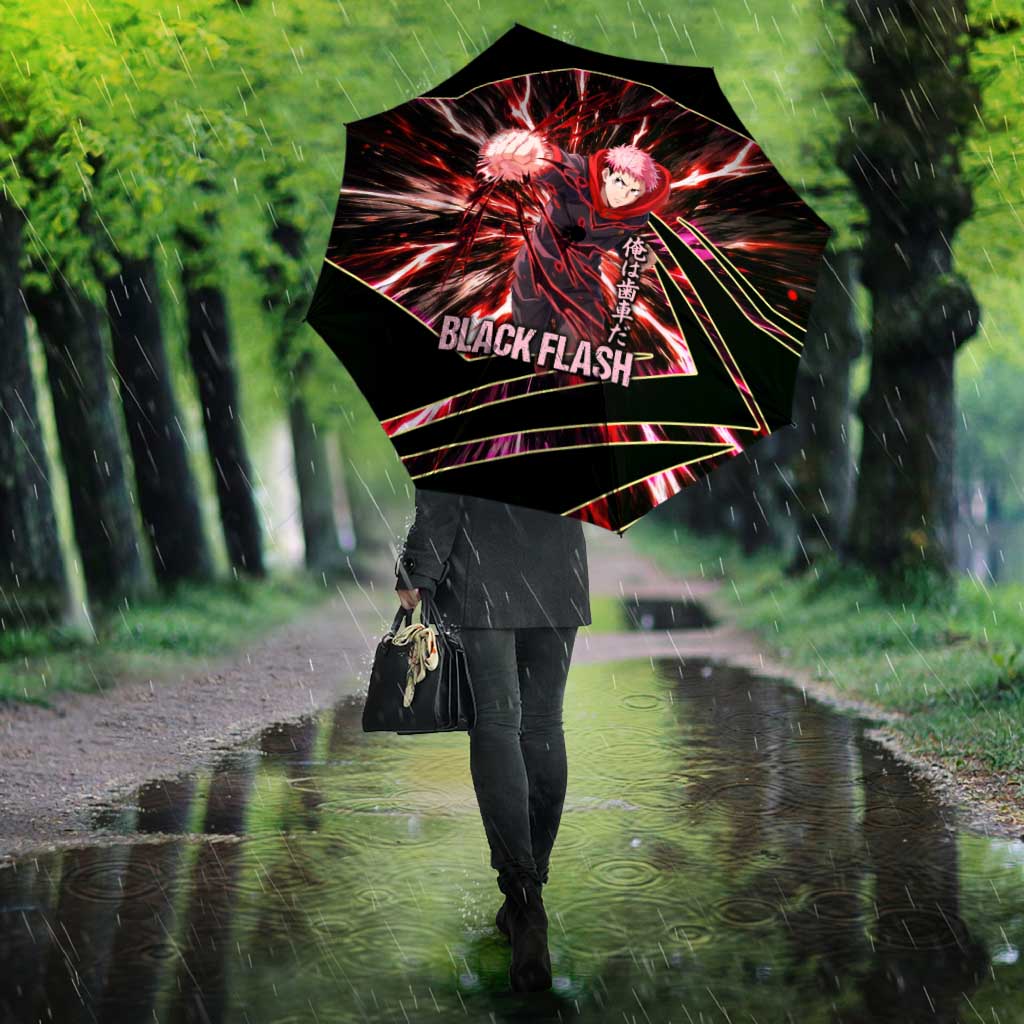 Yuji Itadori Black Flash Umbrella Dynamic Cursed Energy Burst Style